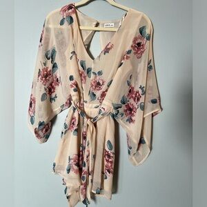 Cream Floral Wavy Romper